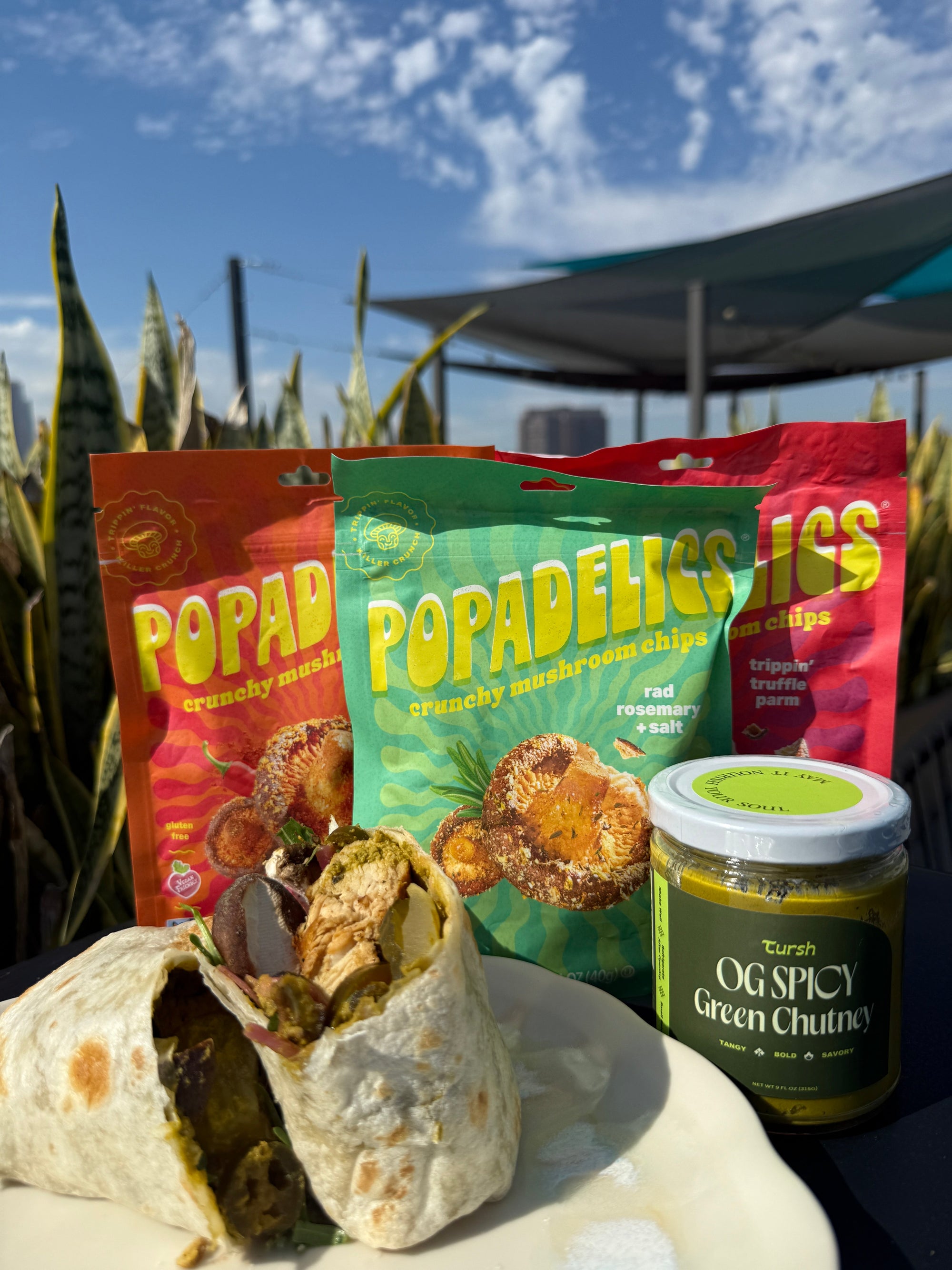 Spicy Chicken Wrap with Popadelics Mushroom Chips